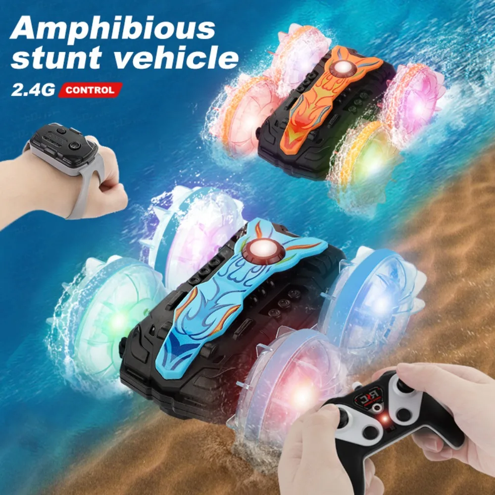 

Light amphibious vehicle double-sided remote control amphibious rolling rotation remote control stunt beach toy children's car