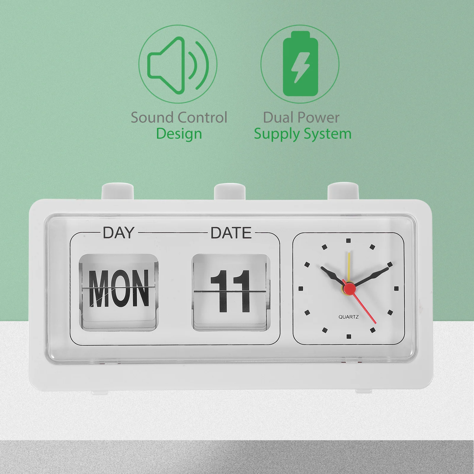 

Simple Manual Control Calendar Clock Black Finish Date Week Time Display for Bedroom Desk Home Office Accurate Timekeeping