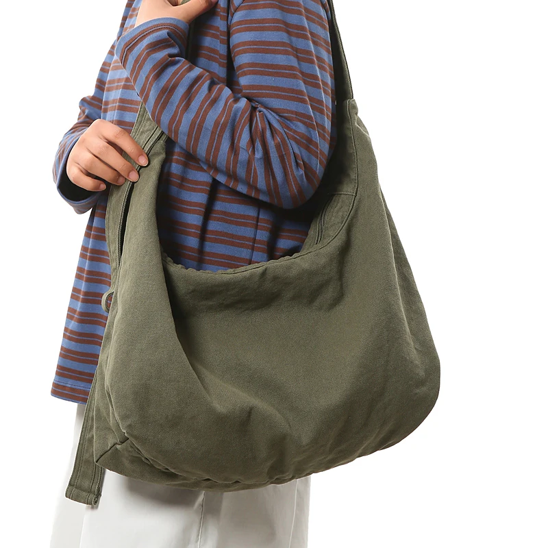 Casual Crossbody Bag Retro Large Capacity Canvas Bag, Durable Zipper Closure for Commute, Travel & Shopping