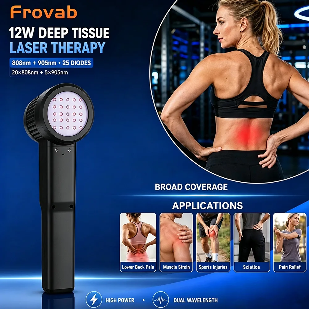 Portable 12W Class 4 Laser Machine 808nm 905nm Infrared Light Therapy for Pain Inflammation Wound Healing Nerve Regeneration