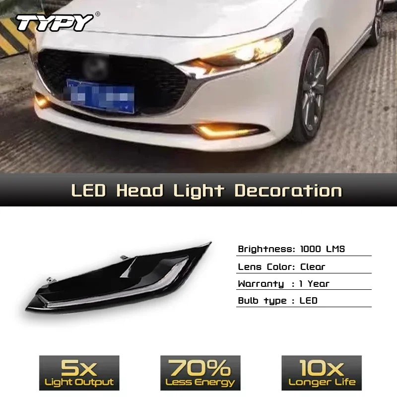 

TYPY Car LED Fog Lamp For Mazda 3 Axela 2019-2022 Car LED Daytime Running Light Dynamic Turn Signal Auto Accessories