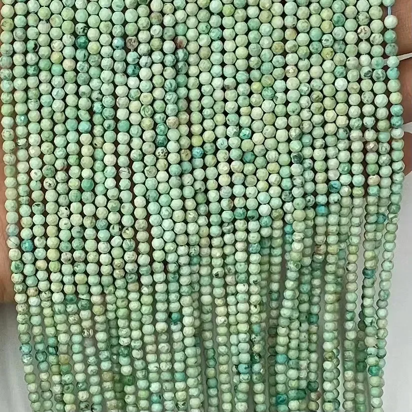 Natural Peruvian Turquoise Facted Round Beads Loose Beads Energy Jewelry Making DIY Bracelet Necklace 38cm Accessories Wholesale