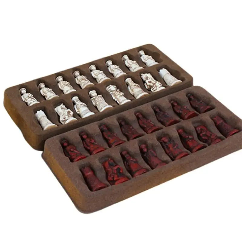 New Arrival Fashion New Antique Chess Small Leather Chess Board Qing Lifelike Chess Pieces Characters Parenting Gifts Entertainm