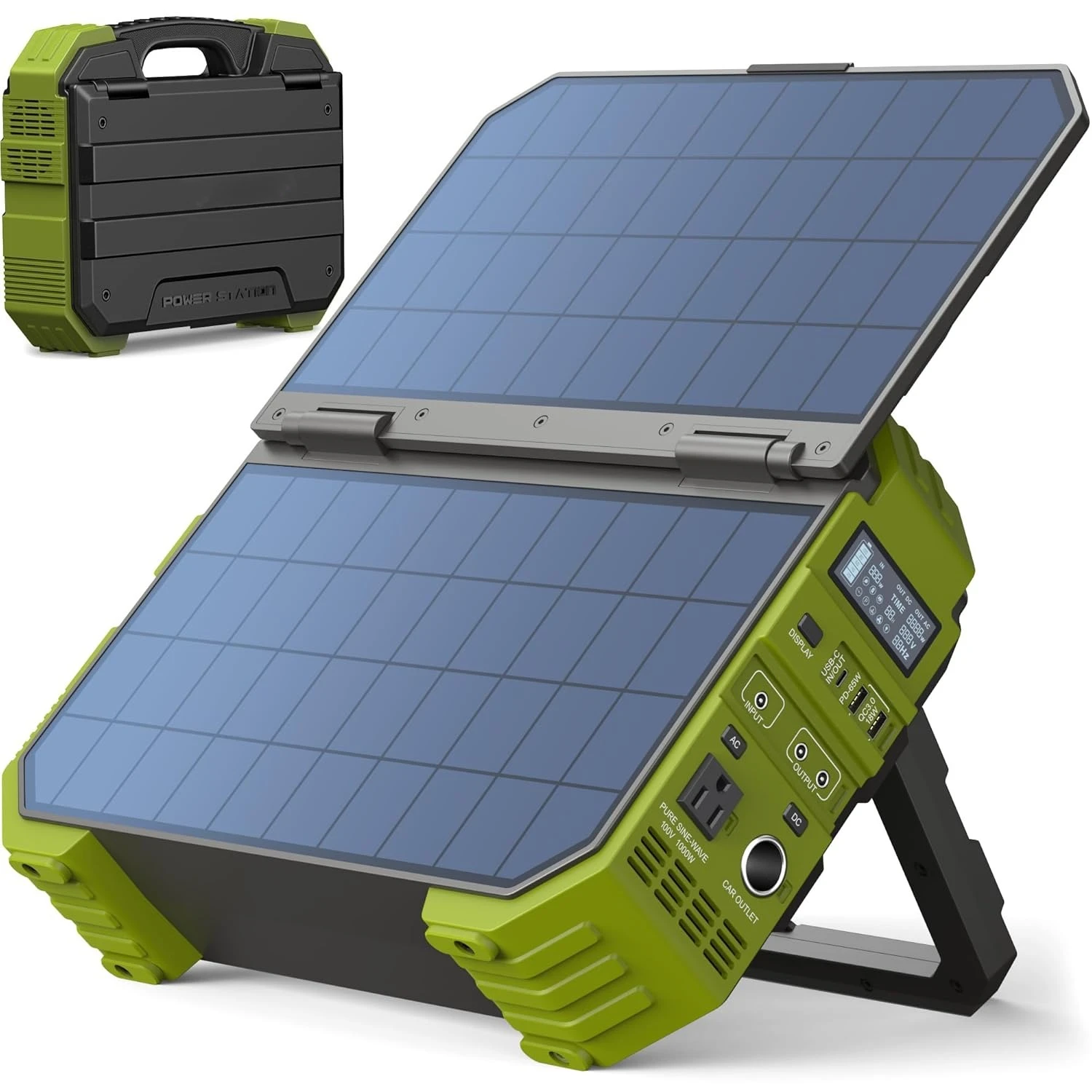 Portable Power Station, 1000W (Peak 2000W) Solar Generator with Built-in Solar Panel, 614WH LiFePO4 Battery Pack,Customized