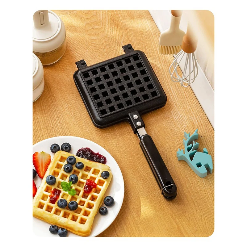 1 Piece Stove Top Waffle Iron Plates Deep Fill Non-Stick Aluminum Alloy Traditional Belgian Waffle Maker For Easy Clean A