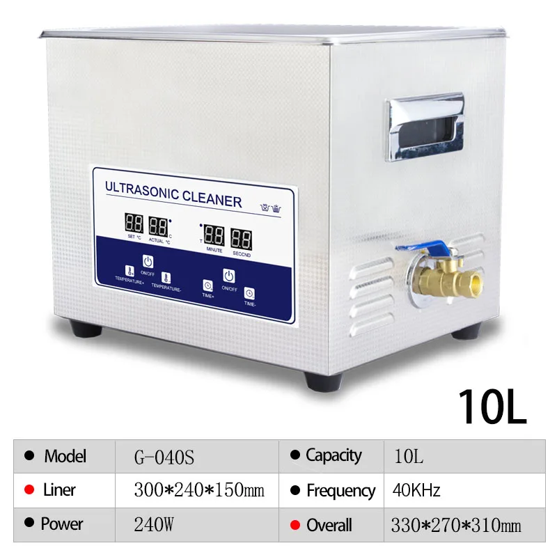 10l مختبر الطبية بالموجات فوق الصوتية الأنظف تفريغ حمام dpf الأجزاء المعدنية قالب الأواني الزجاجية النفط الصدأ إزالة الشحوم التنظيف بالموجات فوق الصوتية