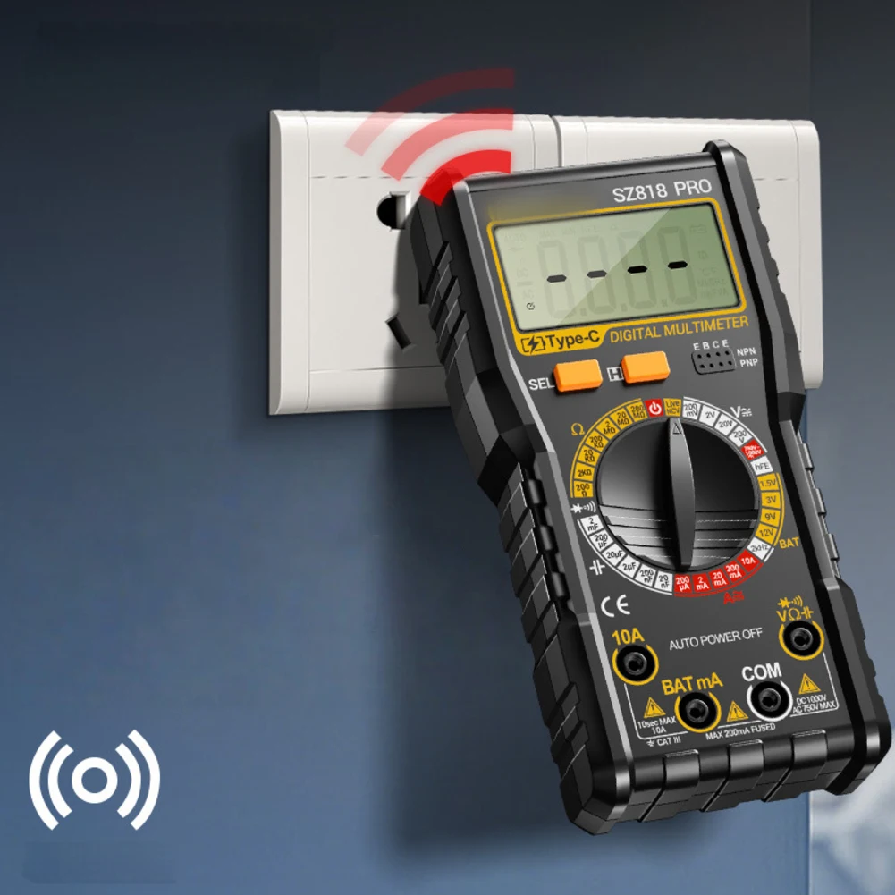 Multimetr cyfrowy ANENG SZ818 z funkcją pomiaru napięcia AC/DC i bezdotykowym wykrywaniem napięcia NCV do prac elektrycznych