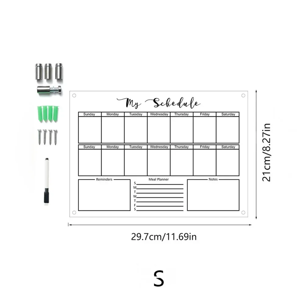 Clear Acrylic Fridge Magnet Sticker Calendar Weekly Planner Magnetic Schedule Reusable Erase Board Fridge Message Menu Gadgets