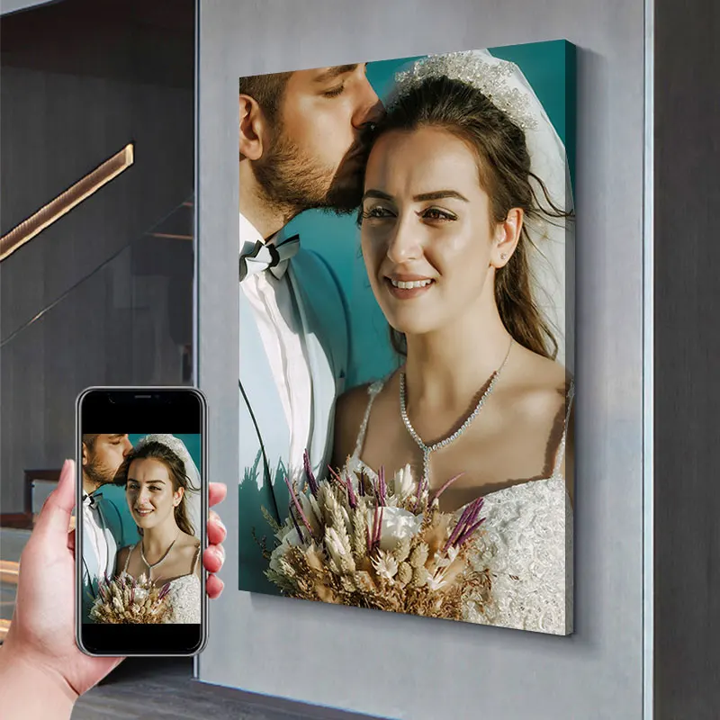 1 Stück Hochzeitssaison/Paartagsgeschenke, individuelles Fotoposter mit DIY-Rahmen oder rahmenlosem Druckplakat für Raumdekoration, Gemälde