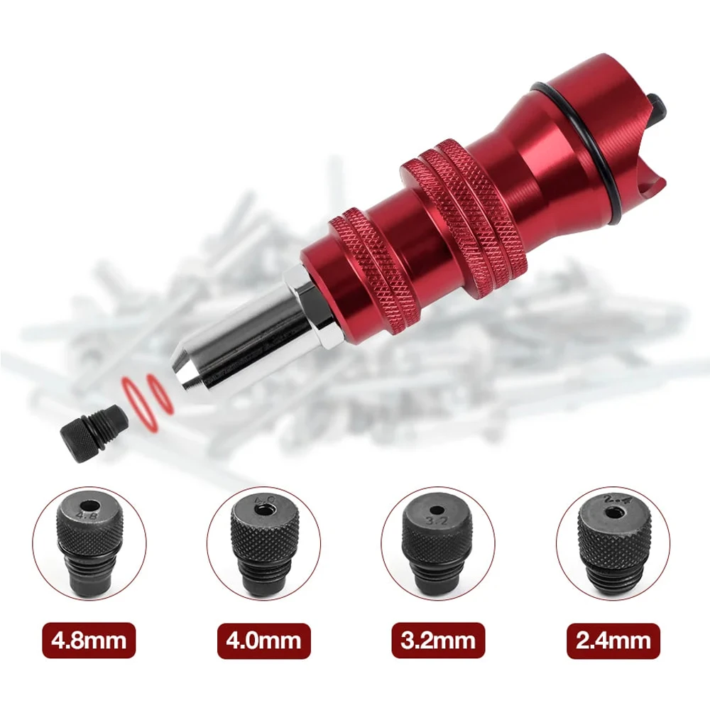 Upgrade Electric Rivet Gun 2.4mm-4.8mm Riveting Adapter Insert Cordless Drill Aluminum Rivet Nut Riveter Insert Nail Power Tools