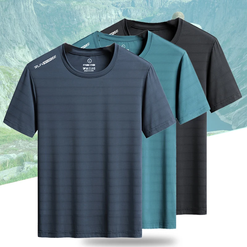 

(L-8XL) Men Fishing Camping Hiking T-Shirts Quick Dry Compression Sport T-Shirt Travel Trekking Short Sleeved Tee Shirts