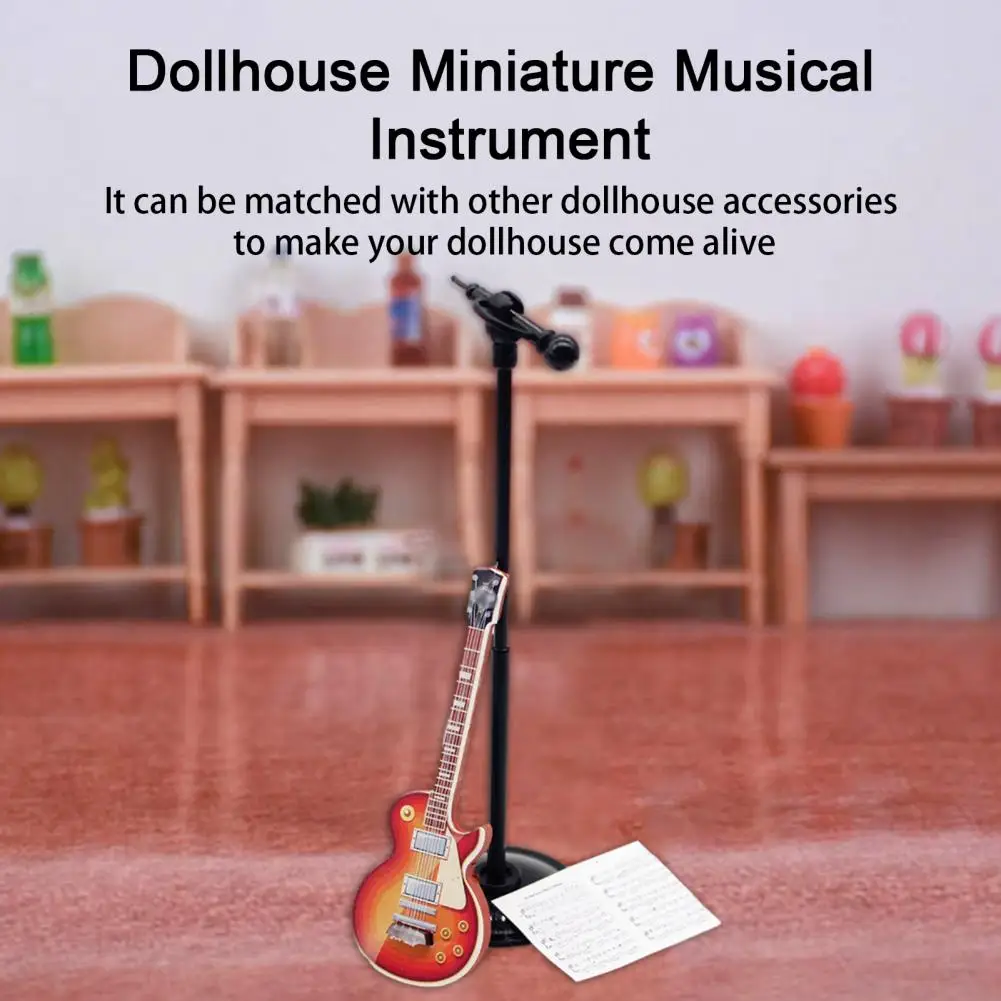 1:12 Scale Miniature Microphone Music Sheet Simulation Mini Musical Instrument Miniature Pretend Play Toys Dollhouse Accessories