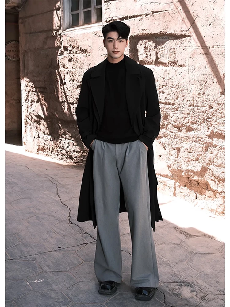 

Bla High Waist Slimming Knife West Pants Men's Tall Drapey Micro Flared Pants Cleanfit Wide Leg Suit Pants Casual Pants