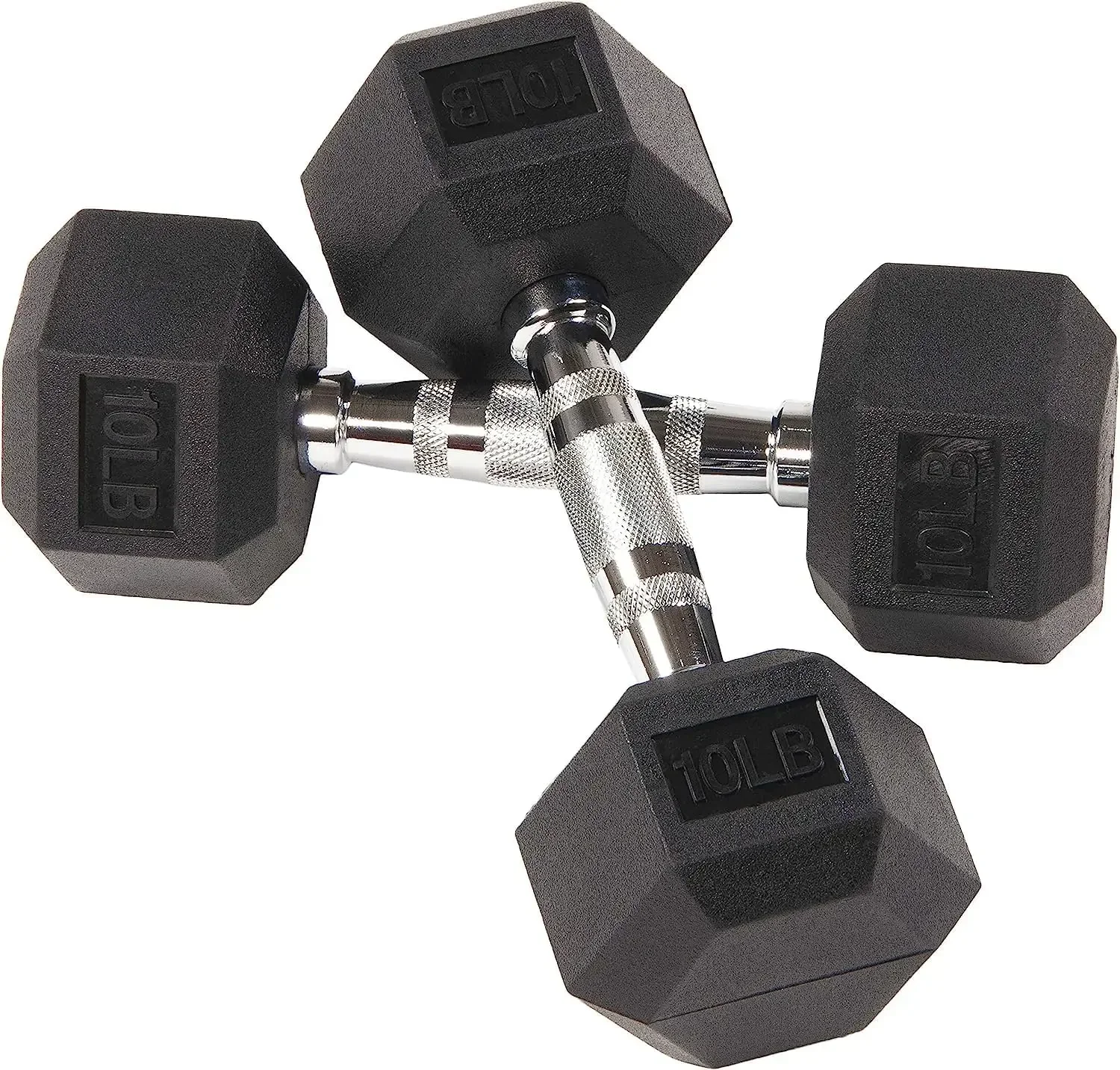 Fitness Rubber Encased Hex Dumbbell, Set Including 10, 15, 20LB Pairs