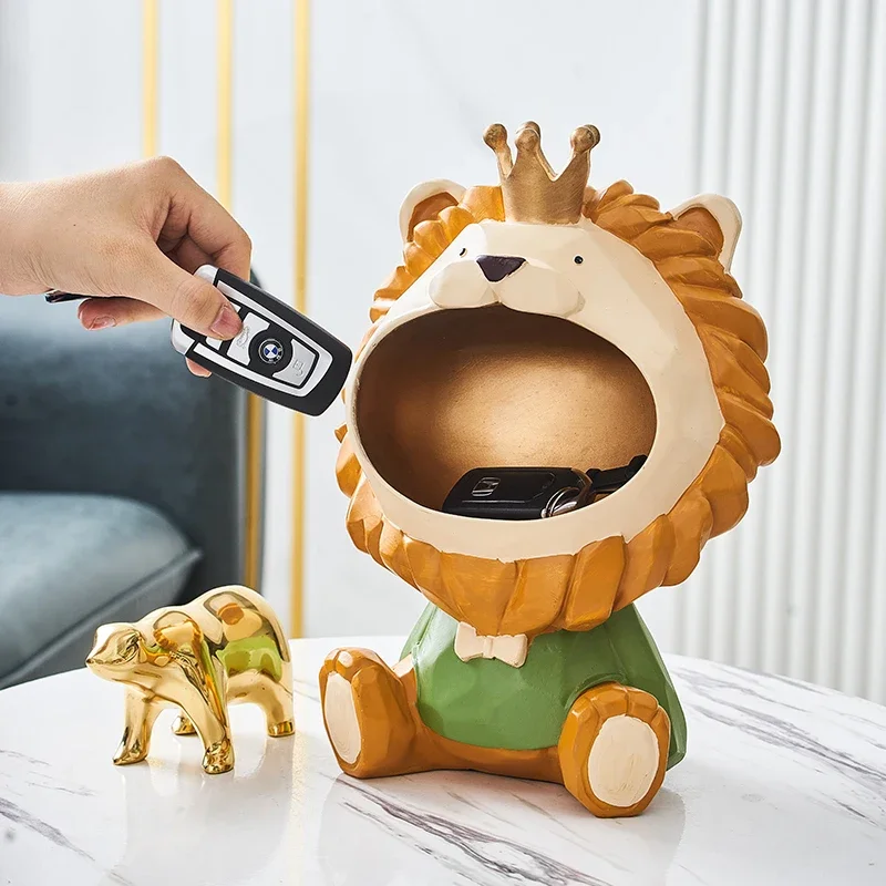 

Key Storage And Decoration In The Entrance Ceramic Lion Adornment Creative Gift For Newlyweds Artistic Home Decor