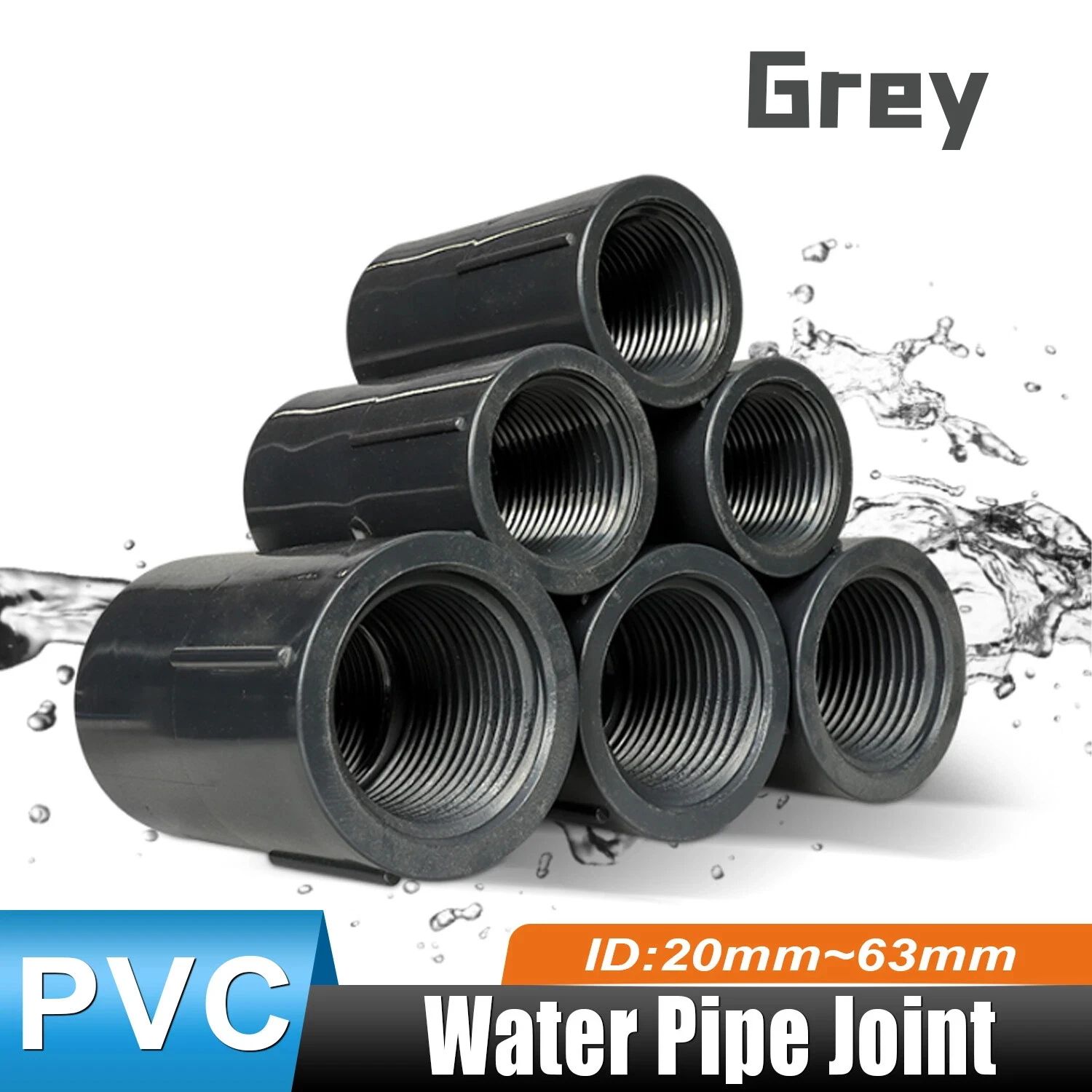 

PVC Double Internal Thread Joint Bsp Female Thread Fitting Dark Gray 1/2" 3/4" 1" 1-1/4" 1-1/2" 2" Pipe Straight Joint Fittings