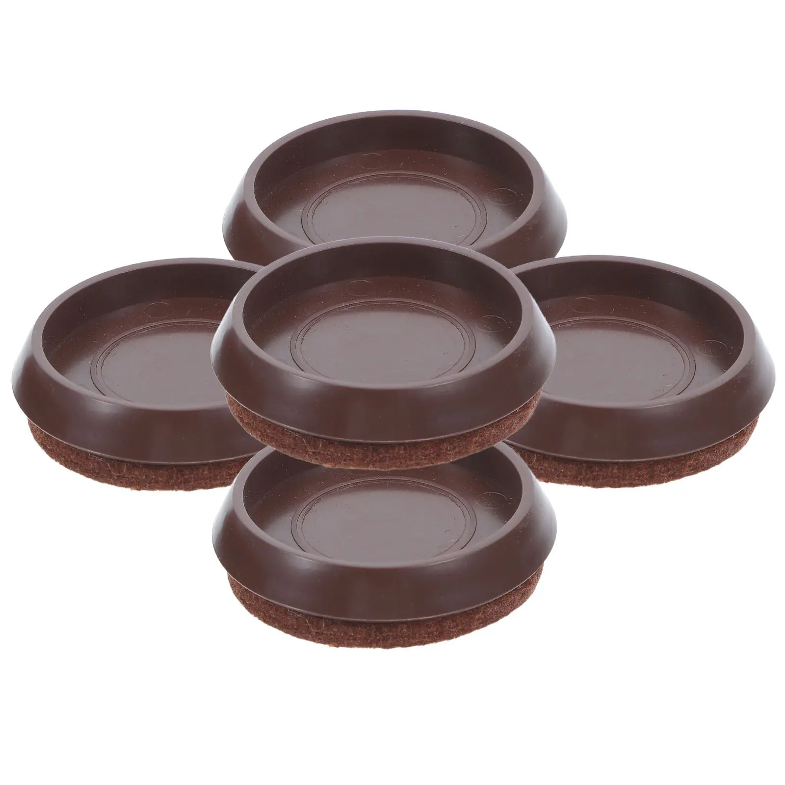 5Pcs Round Plastic Furniture Pads Anti-Slip Caster Stoppers for Carpet Floor Protection Noise Reduction Easy Install Home Office