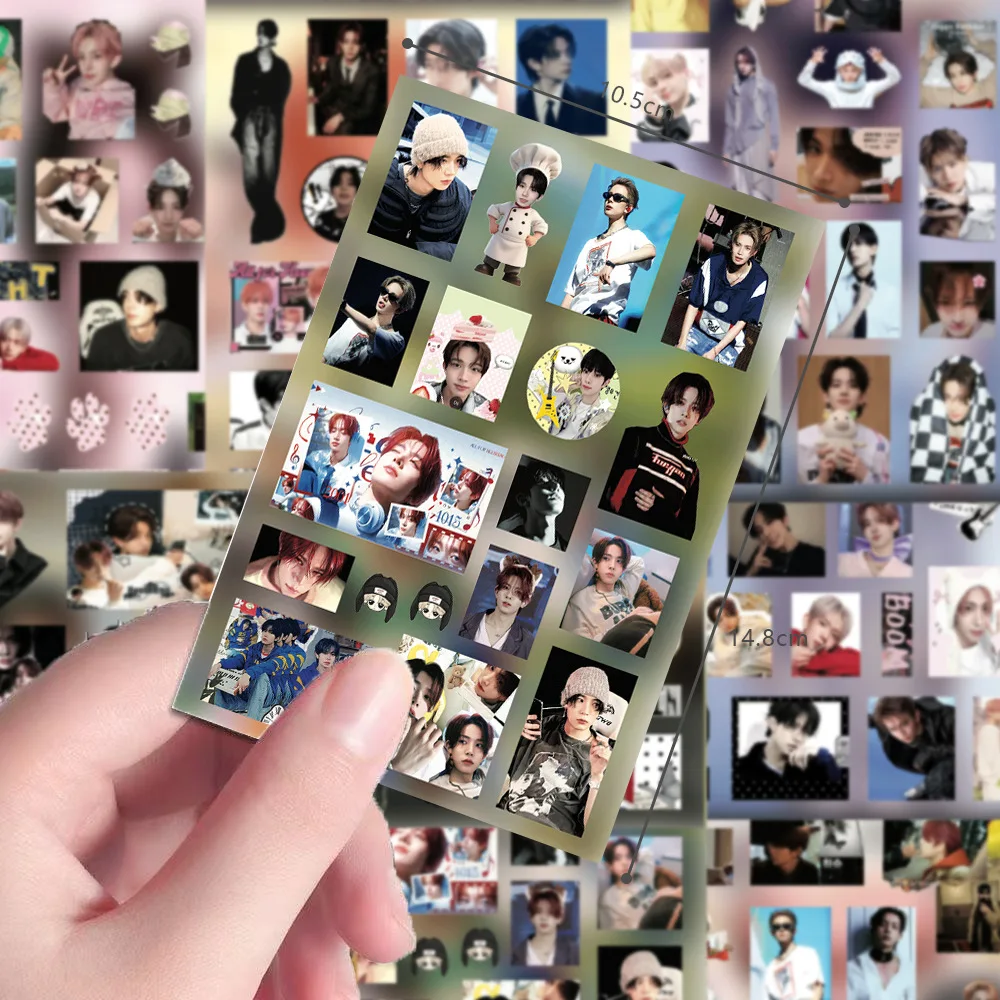 8PCS New Splicing Stickers Lee Heeseung Celebrity Album Photos Phone Case Insulated Cup Waterproof Stickers Fans KPOP Gift