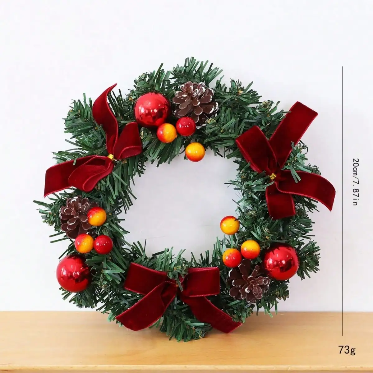 Christmas Door Wreath Rustic Red Berry Pinecone Wreath Front Door Hanger