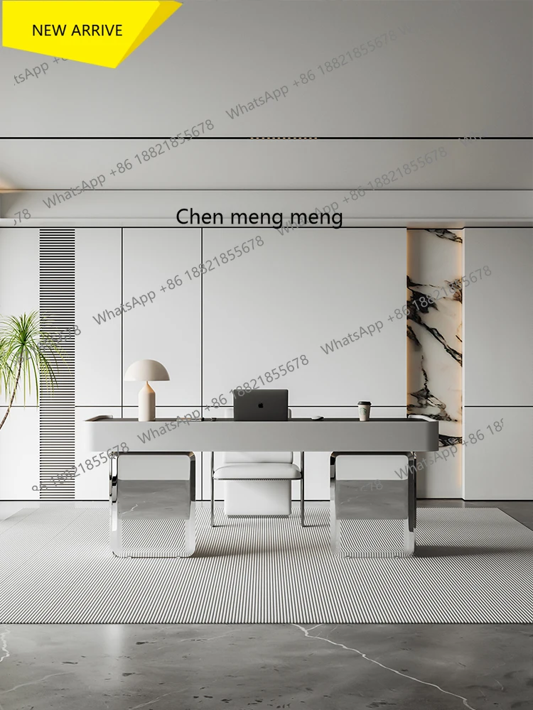 

M138 Desk Light Luxury Modern Home Original Designer Rock Board Desk Italian Minimalist With Drawer Mirror Surface Office Desk