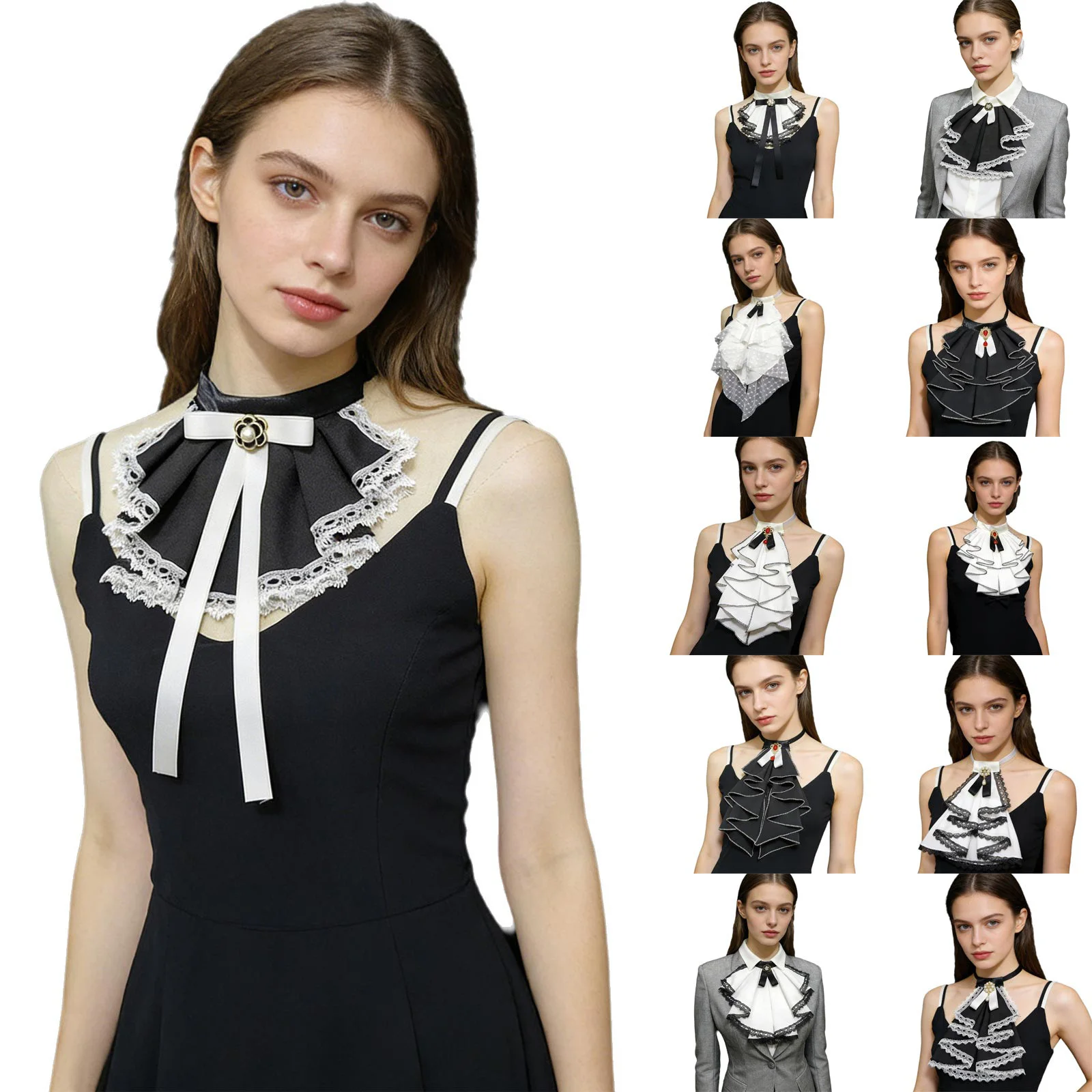 1Pcs Victorian False Collar Medieval Vintage Palace Detachable Ruffle Neck Collar for Costume Parties