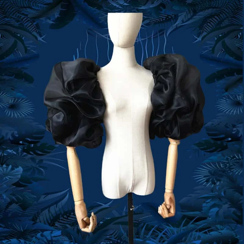 Vestido de noiva com mangas de organza e mangas sino, acessórios para vestido de noite feminino