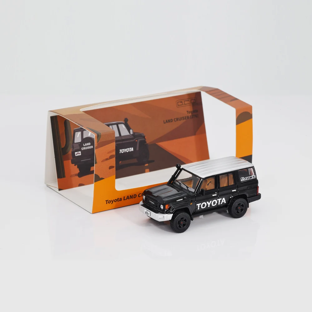 1/64 GCD Land Cruiser 70 Diecast Model Car, Off-Road SUV Miniature with Display Diorama, Collection Gift Box for Car Fan