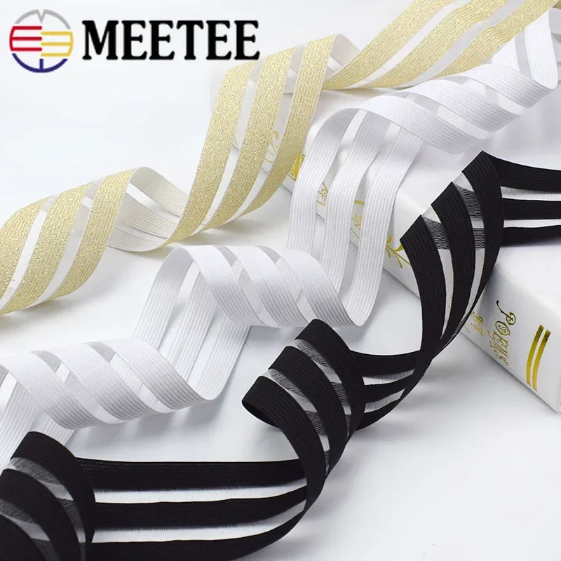 5/10Meter 5cm/9cm Gold Silver Glitter Transparent Elastic Band Webbing DIY Pants Waist Belt Rubber Bands Sewing Accessories