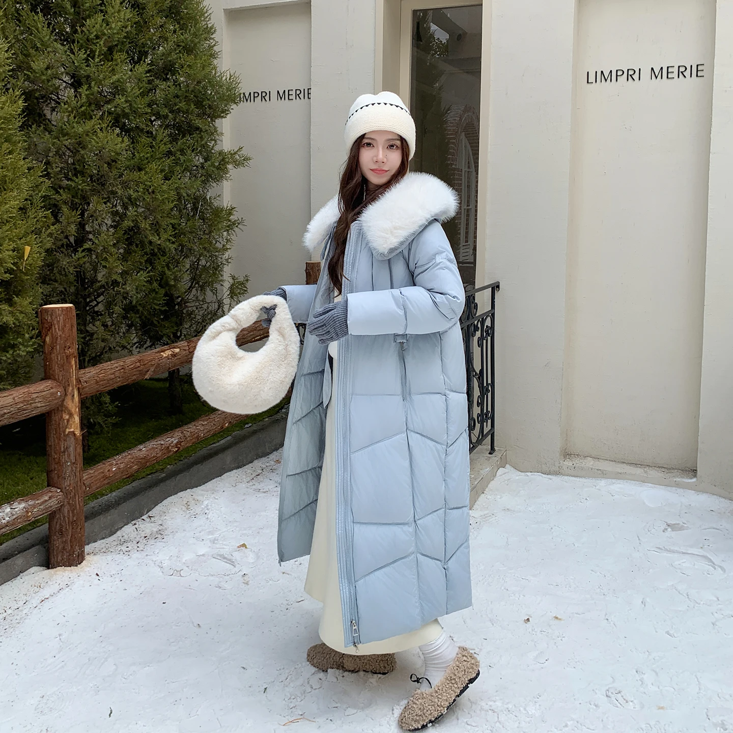 

Winter Thiened Large Fur Collar Loose Women's down Cotton Jaet Knee-Length Faionable Outerwear Straight Cut Korean Sle