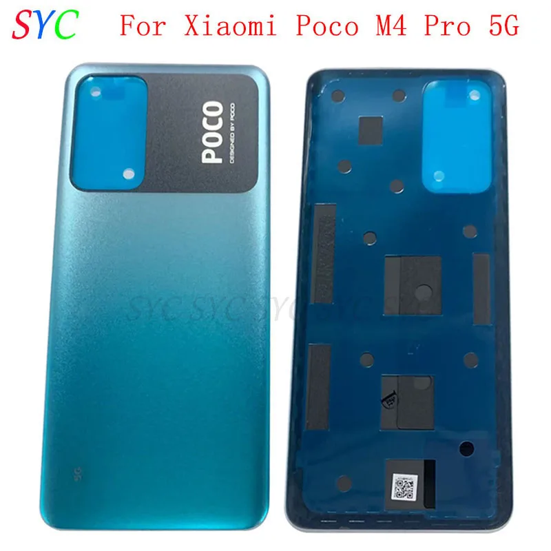 Rear Door Battery Cover Housing Case For Xiaomi Poco M4 Pro 5G Back Cover with Adhesive Sticker Repair Parts