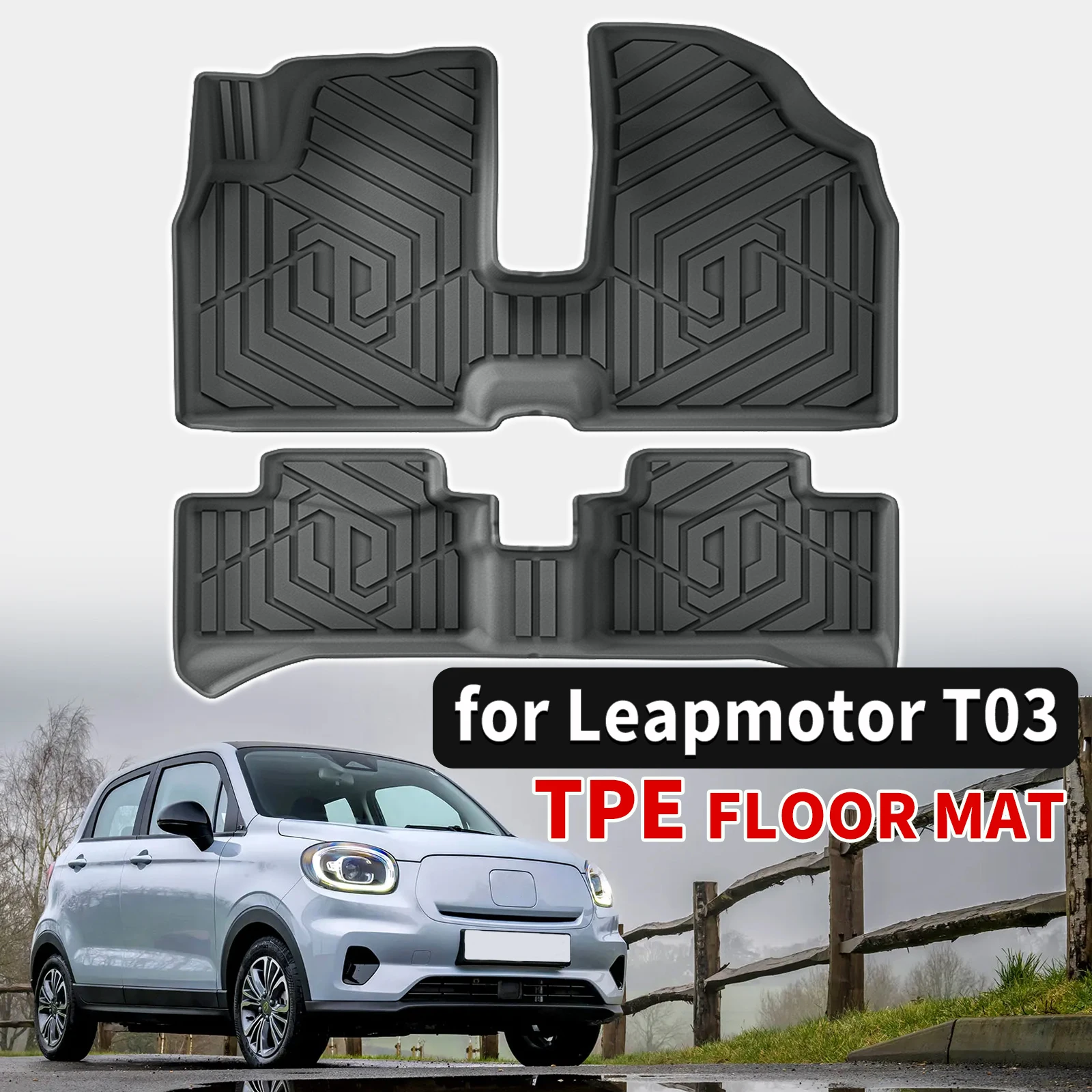 

for Leapmotor T03 LHD 2024 2025 2026 Dustproof Easy Clean Car floor Mats pad TPE Material Non-Slip Interior Parts Accessories
