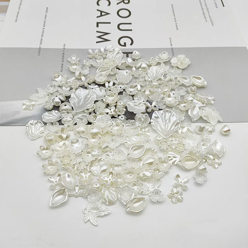 5/10/30Pc/lot Multiple style Four Leaf Petals Pearl White Beads For Handmade Crafts DIY Jewelry Decoration Making Accessories