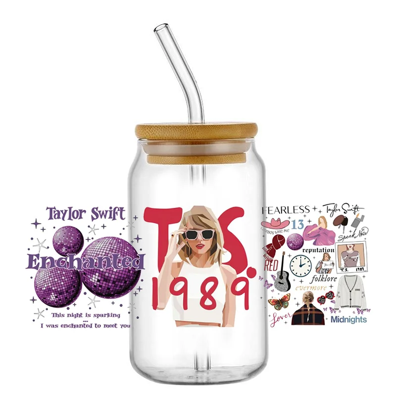 UV DTF Transfer Sticker Famous American singer Star For The 16oz Libbey Glasses Wraps Bottles Can DIY Waterproof Custom Decals