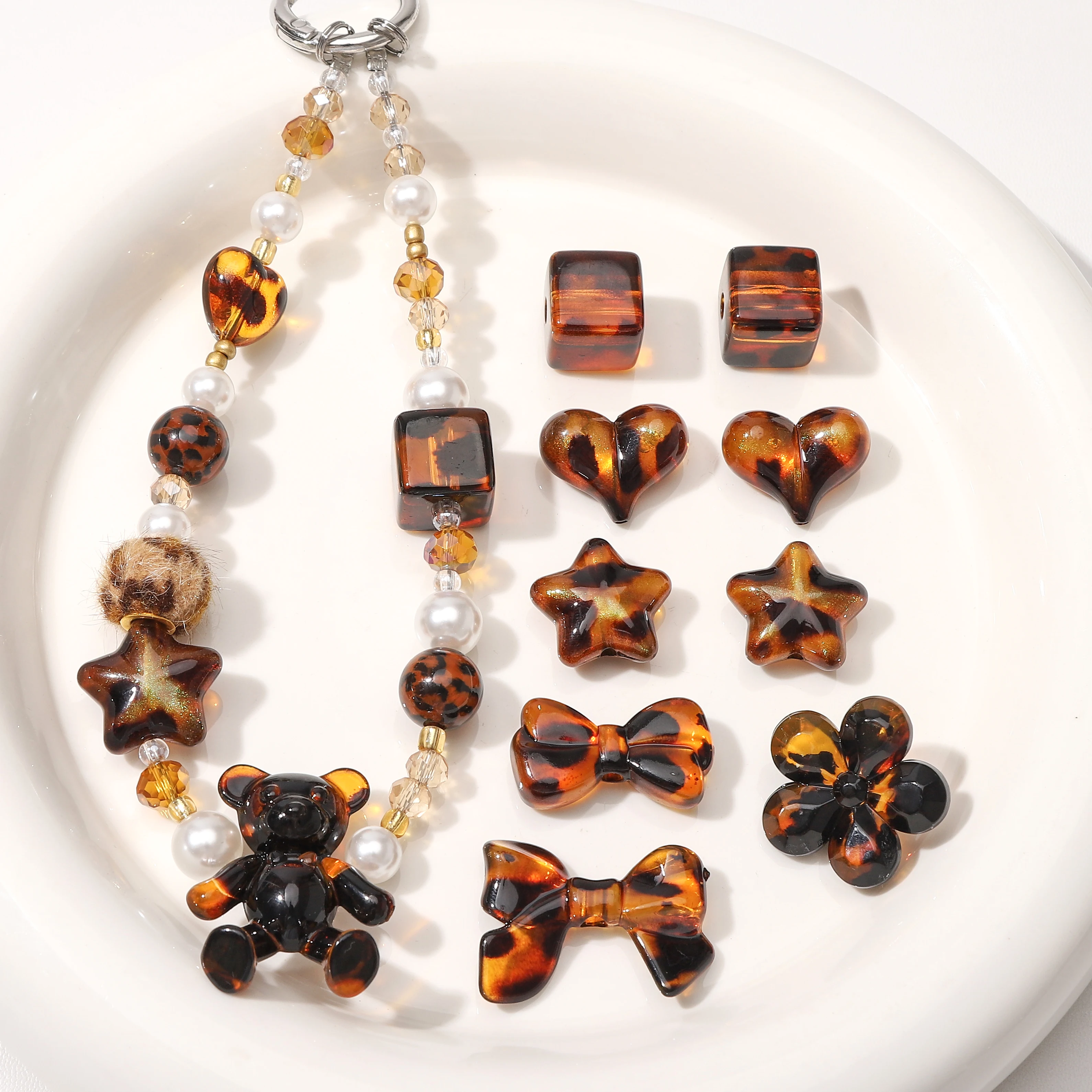 Acrylic Beads 1-5pcs/lot Leopard Print Series DIY Handmade Loose Beads For DIY Jewelry Making Phone Chain Necklace Accessories