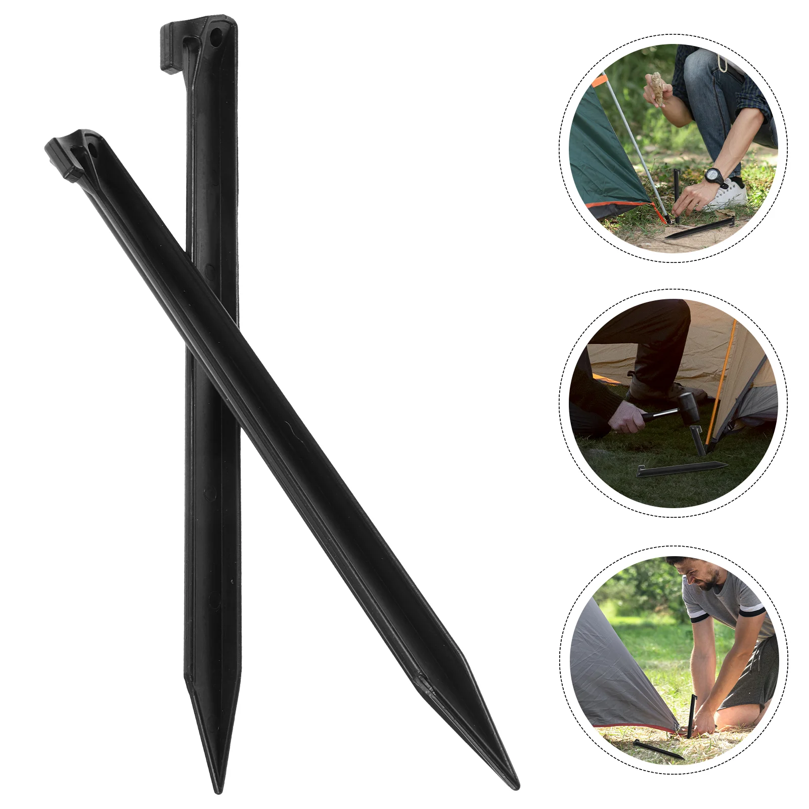 

10pcs Black 30x2mm Tent Stakes Heavy Duty Plastic Ground Nails for Camping Canopy Awnings Outdoor Use Firm Stable Support Windy