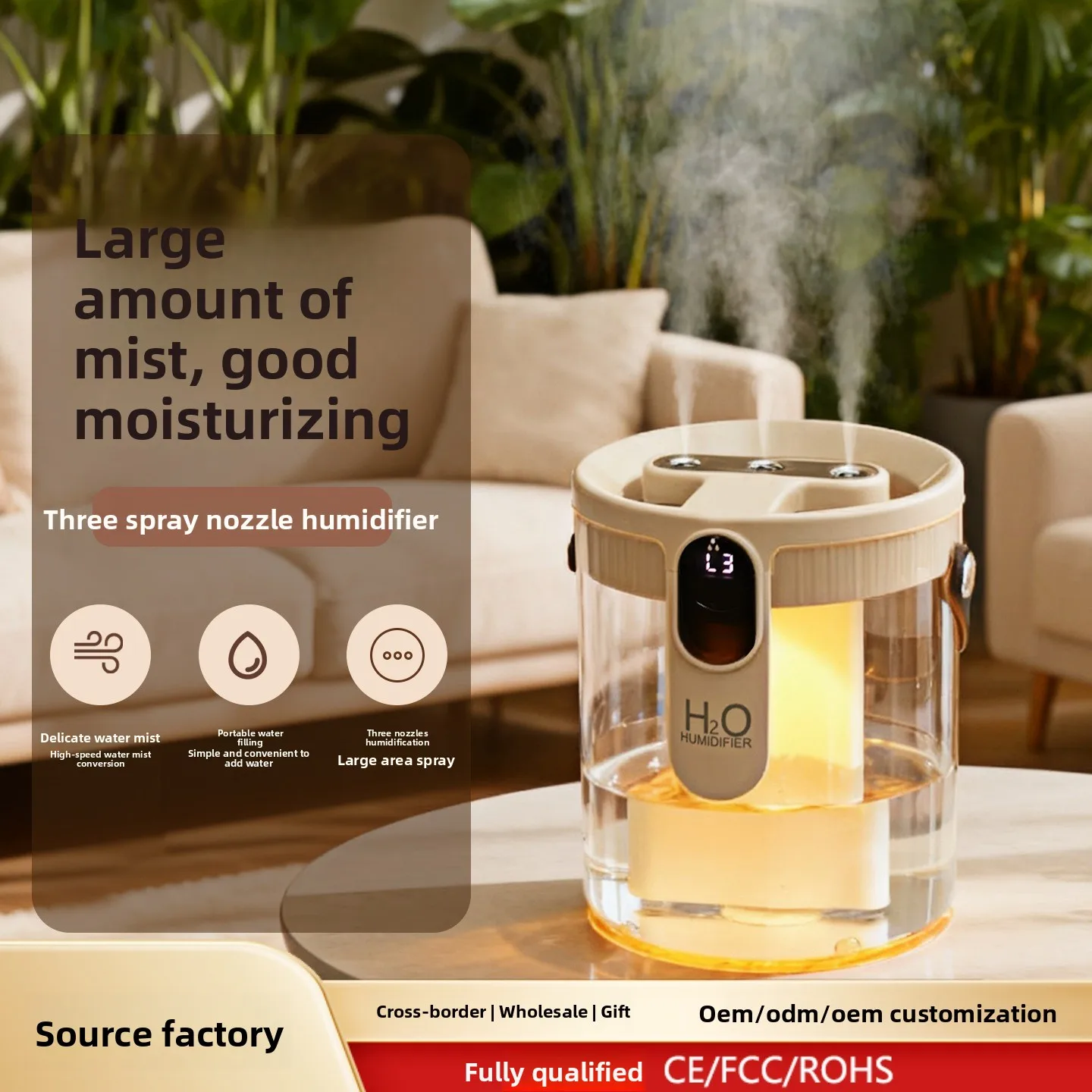 New three-spray humidifier, home office portable usb rechargeable mini double-spray humidifier