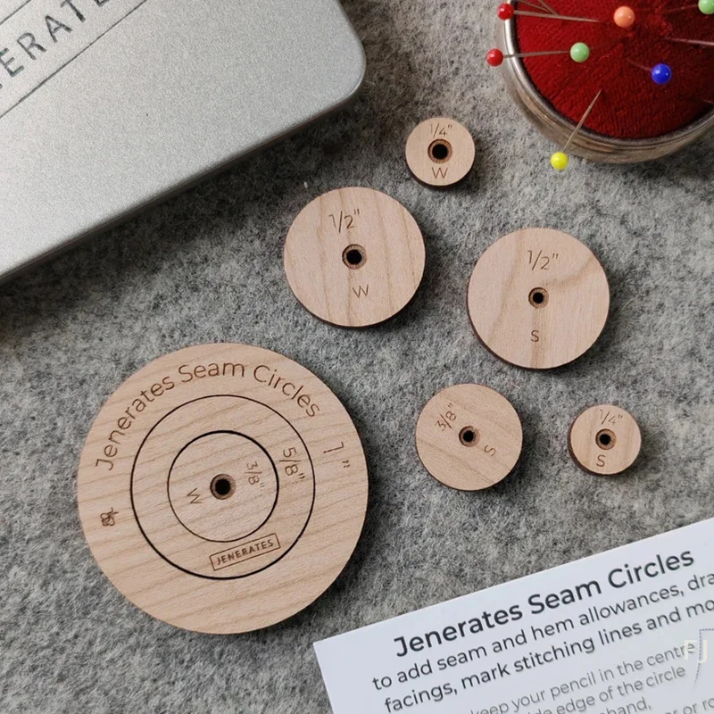 

[YU]Cutting Tool Seam Round Wooden Set Iron Box 10*6*2cm+8 Wooden Rings + Cardboard 9*5cm