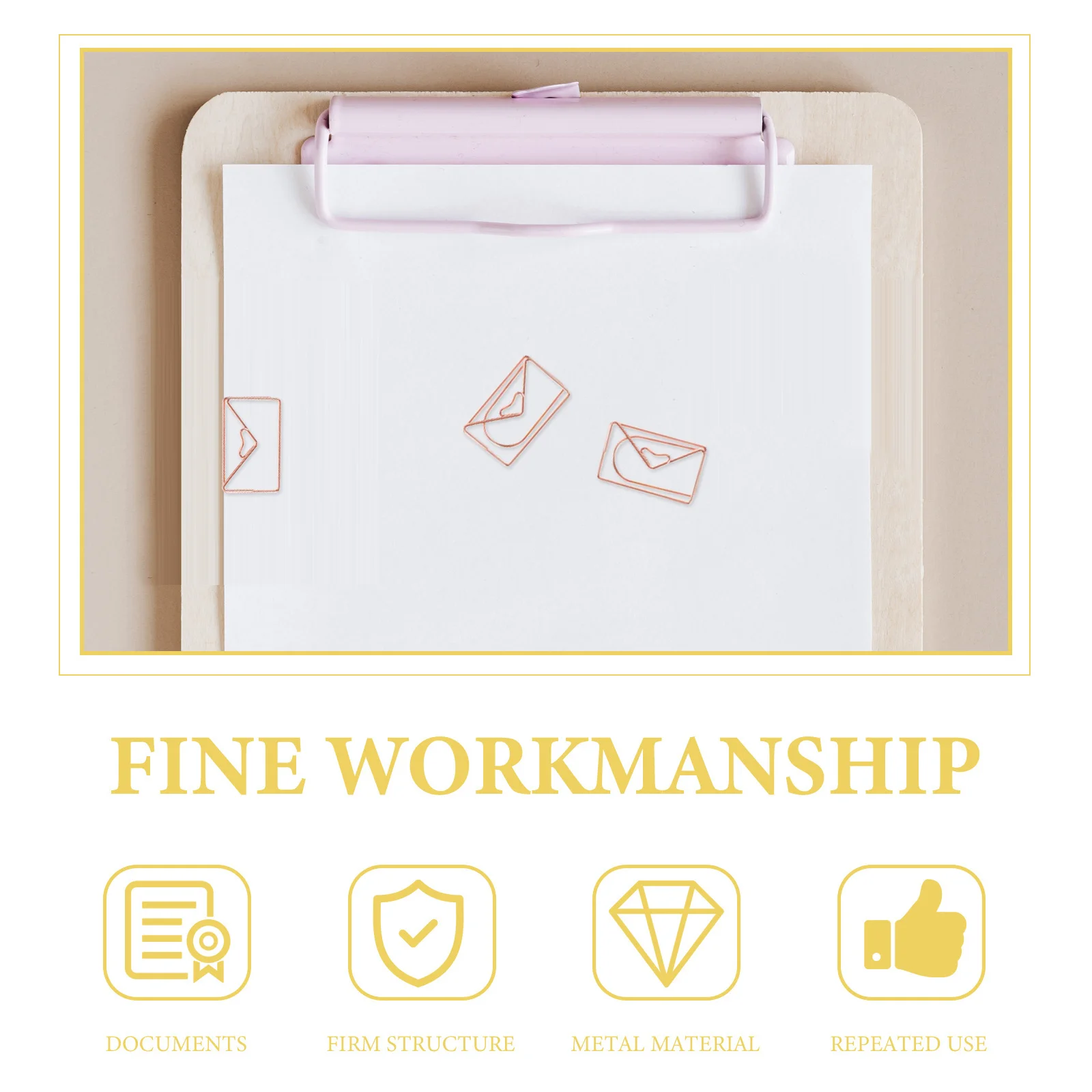 

20Pcs Metal Paper Clips Envelope Shape Rose Gold Creative Note Photo Clips Bookmark Document Organizer Office Use