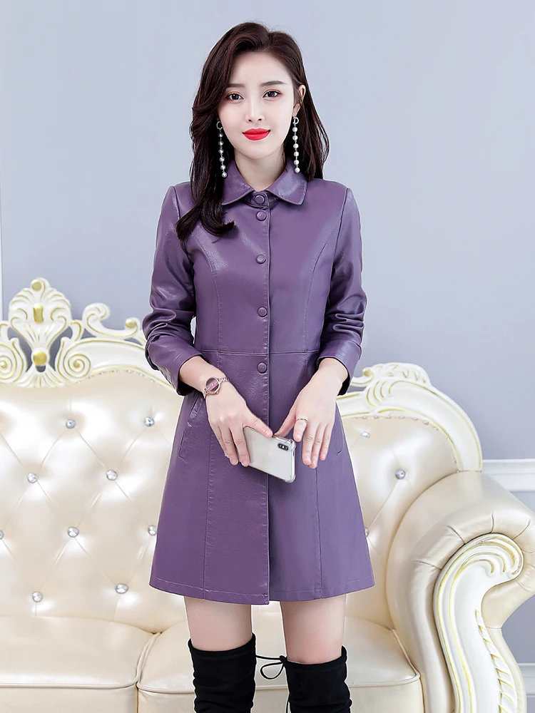 Haining Genuine Leather Jaet Women's Mid-Length 2025 Spring New Korean Version Slim Fit Large Size eepskin Coat Trendy