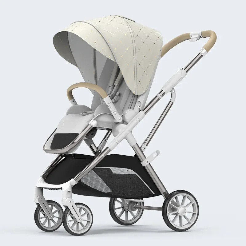 Four-wheel Stroller High Landscape Lightweight Folding Stroller Newborn Baby Two-way Seat Shock Absorption Baby Stroller