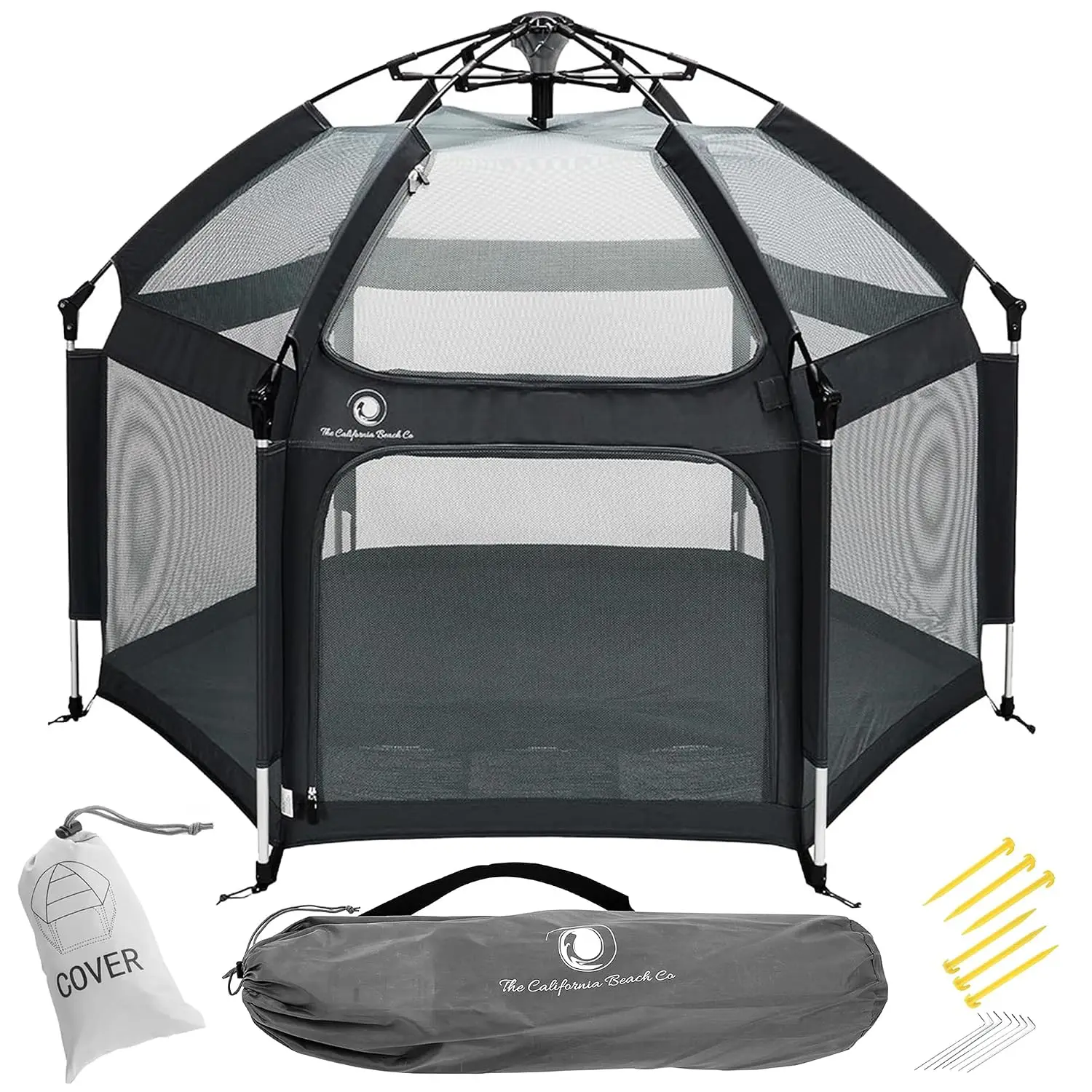 Pop 'N Go Baby Playpen, Portable Pack N Play with Canopy, Beach Tent Black | Patented “pop-up and release” technology with secur