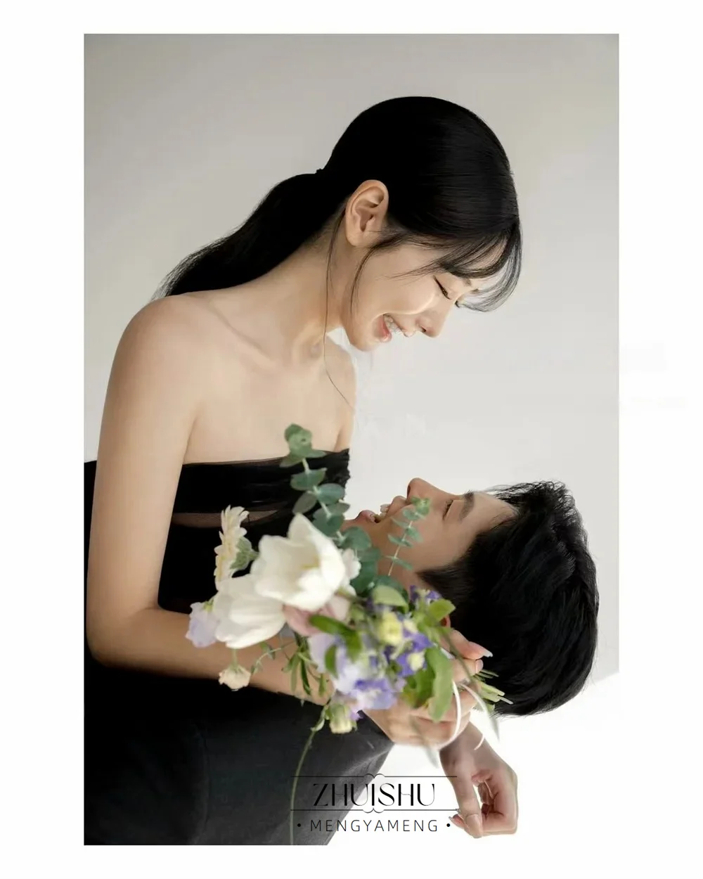 Modern Strapless Contrast color Detachable shawl Korea Prom Dresses Tulle Customized Floor Length Evening Gowns Wedding