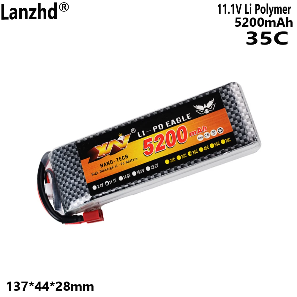 بطارية ليثيوم أيون بوليمر 11.1 فولت 5200 مللي أمبير 35C للمركبة الجوية بدون طيار (الطائرات بدون طيار)، طائرة هليكوبتر، طائرة نموذجية 3S، مركبة RC #3