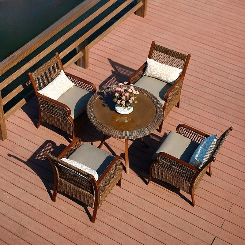 Tavoli e sedie in rattan da cortile esterno villa terrazza uno e quattro combinazioni hotel per il tempo libero