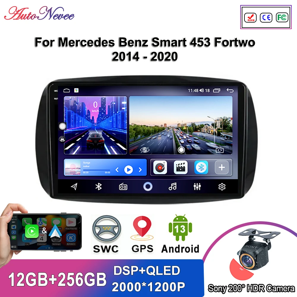 

Android Car Radio For Mercedes Benz Smart 453 Fortwo 2014 - 2020 Auto Radio Multimedia Player Stereo Head Unit GPS Navigation 5G