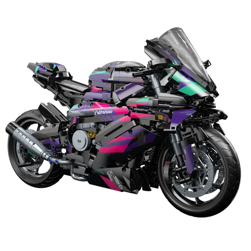 Mechanical Style Cyberpunk Motorcycle Brick Kit Adult Assembly Creative Bike Desktop Decor Ornament