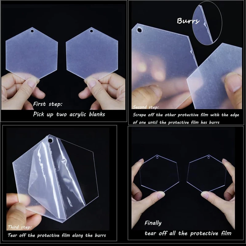 20Pcs 3 Inch Clear Hexagon Acrylic Christmas Ornaments Blanks For DIY Craft Flat Acrylic Ornament For Christmas Bauble