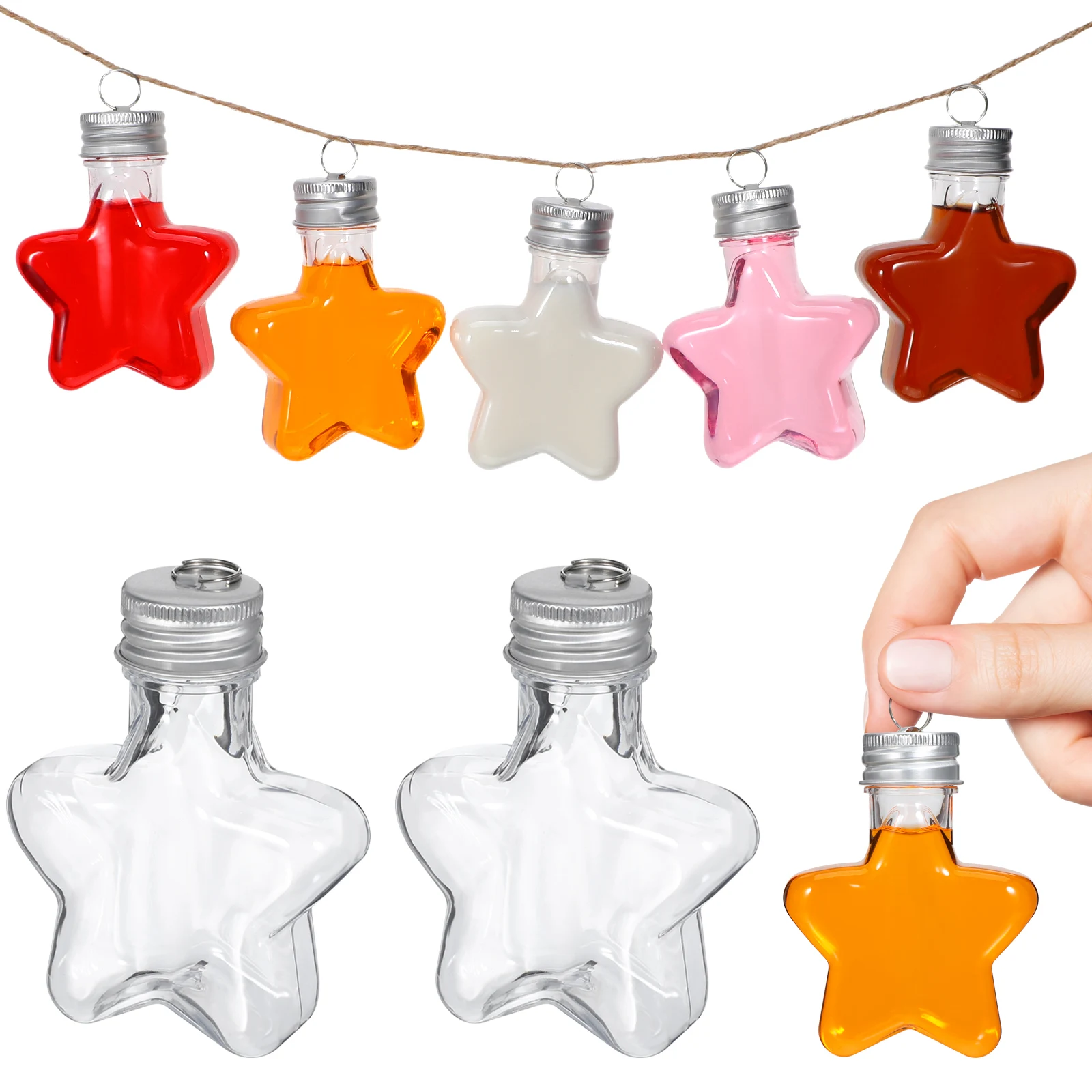

20pcs Star Shaped Clear Plastic Fillable Ornament Balls 50 Ml For Christmas Tree Decoration Diy Candy Drinks Wishing Bottles