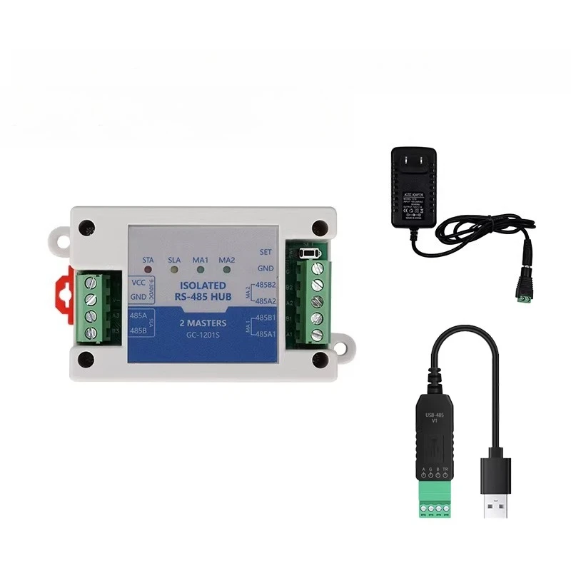 Two master, one slave, multi-slave RS485 repeater with buffer and opto-isolation for Modbus dual-master hub
