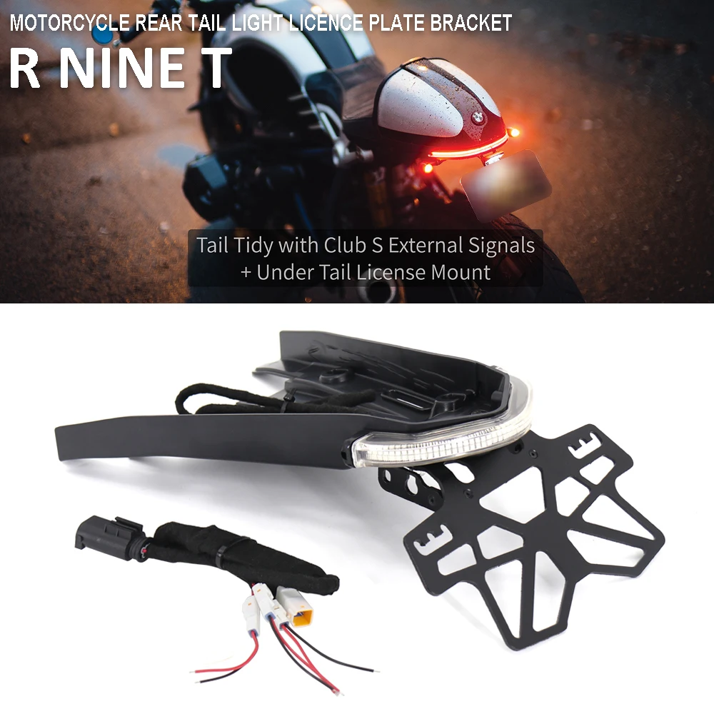 NEW For BMW R NINE T NINET R9T Plug and play R nine T License Plate Holder Rear LED Turn Signal Stop Brake Tail Light Bracket